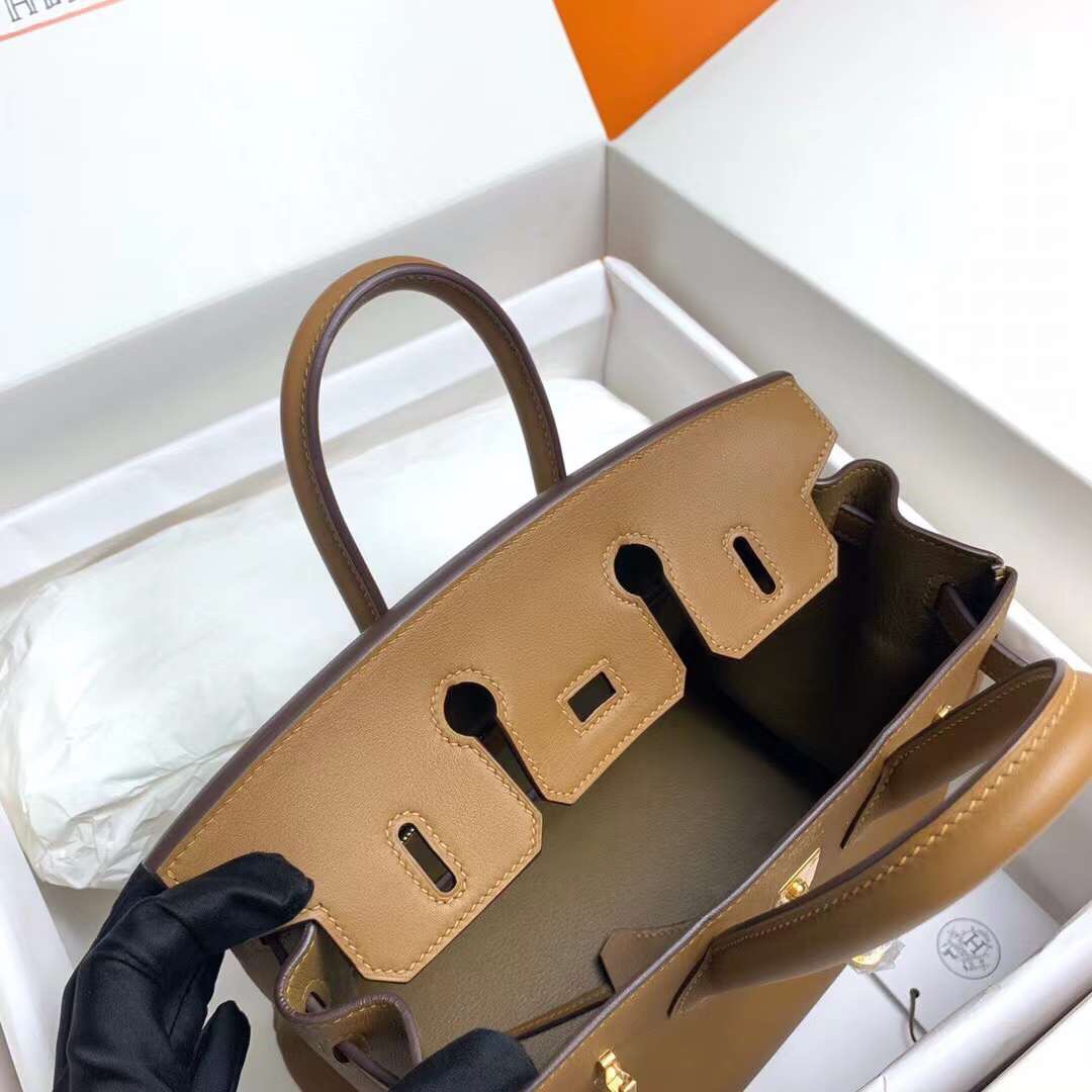 Hermes Birkin 25CM Swift Leather Handbag Brown 